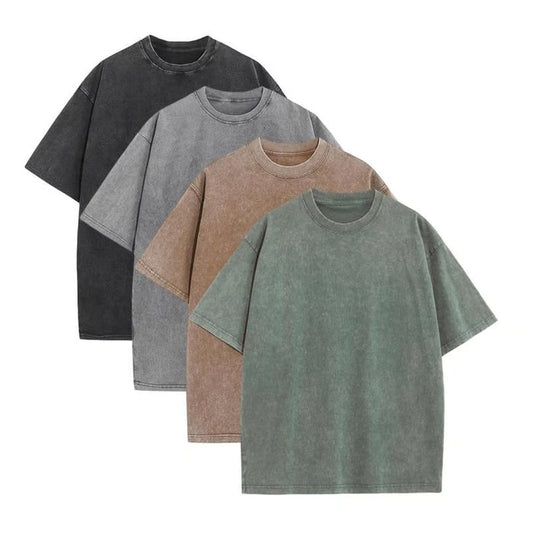 Oversized Tshirts for Men Gym Vintage Heavyweight T Shirts Cotton Workout Acid Wash Baggy Tees
